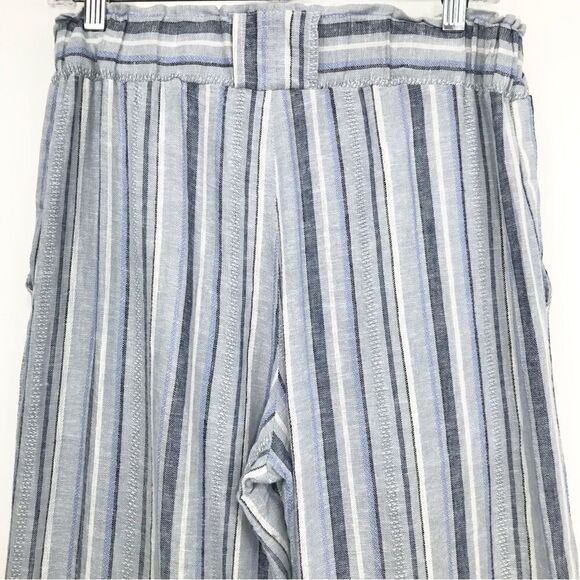 Indigo Rein Blue Striped Coastal Beach Flowy Capri Pants - Picture 7 of 10